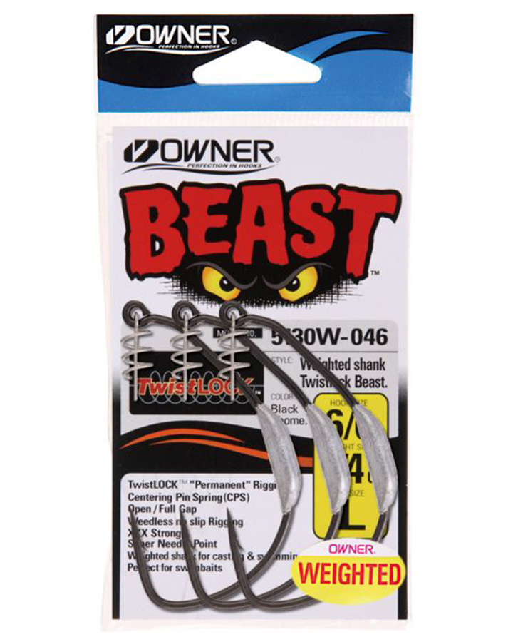 Owner 5130W-122 Weighted Beast Fishing Hook : : Sports